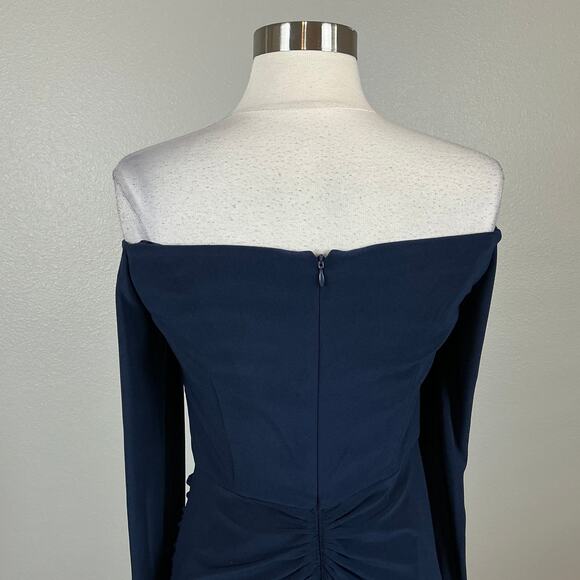 Adrianna Papell Women's Formal Dress Size 10 Blue Off the Shoulder Long Gown - Picture 8 of 14